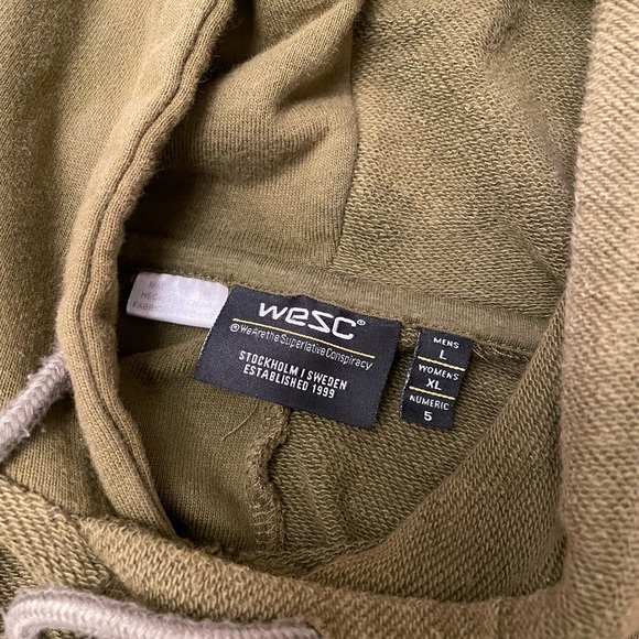 Vintage WESC heavyweight Mike patchwork French terry streetwear hoodie L - Picture 3 of 6